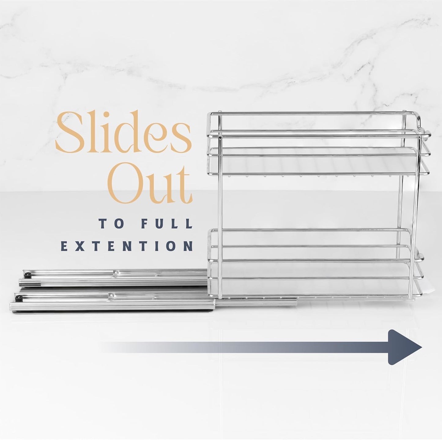 Pull Out Cabinet Organizer for Spices, Cans 4-1/2"W X 10-3/8"D X 8-7/8"H | Heavy Duty with Lifetime Limited Warranty, Pull Out Spice Rack, Cabinet Pull Out Shelf for Cans, Dishes, Etc, Easy to Reach