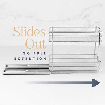 Pull Out Cabinet Organizer for Spices, Cans 4-1/2"W X 10-3/8"D X 8-7/8"H | Heavy Duty with Lifetime Limited Warranty, Pull Out Spice Rack, Cabinet Pull Out Shelf for Cans, Dishes, Etc, Easy to Reach