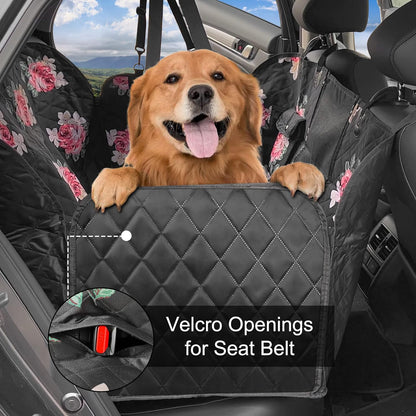 Dog Car Seat Cover, Waterproof Nonslip Pet Seat Cover for Back Seat with Storage Pockets Mesh Visual Window, Heavy Duty Scratchproof Pet Dog Seat Cover Hammock for Cars Trucks and Suvs