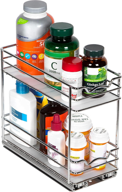 Pull Out Cabinet Organizer for Spices, Cans 4-1/2"W X 10-3/8"D X 8-7/8"H | Heavy Duty with Lifetime Limited Warranty, Pull Out Spice Rack, Cabinet Pull Out Shelf for Cans, Dishes, Etc, Easy to Reach