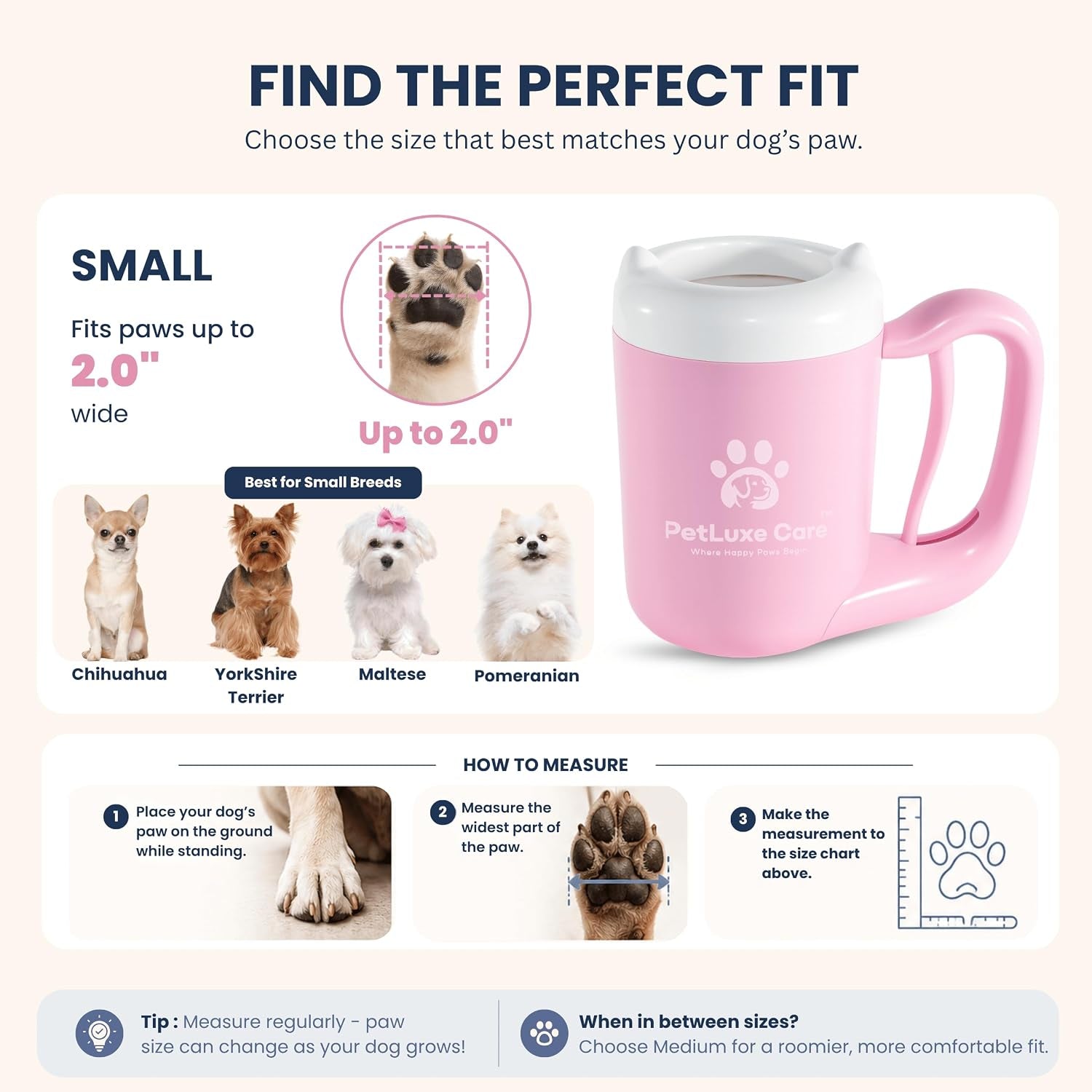 Dog Paw Cleaner, Paw Washer Cup with Soft Silicone Bristles, Portable Dog Foot Washer, 4-In-1 Paw Cleaner Kit with Paw Balm, Microfiber Towel & Grooming Brush (Pink Small)
