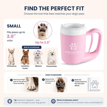Dog Paw Cleaner, Paw Washer Cup with Soft Silicone Bristles, Portable Dog Foot Washer, 4-In-1 Paw Cleaner Kit with Paw Balm, Microfiber Towel & Grooming Brush (Pink Small)