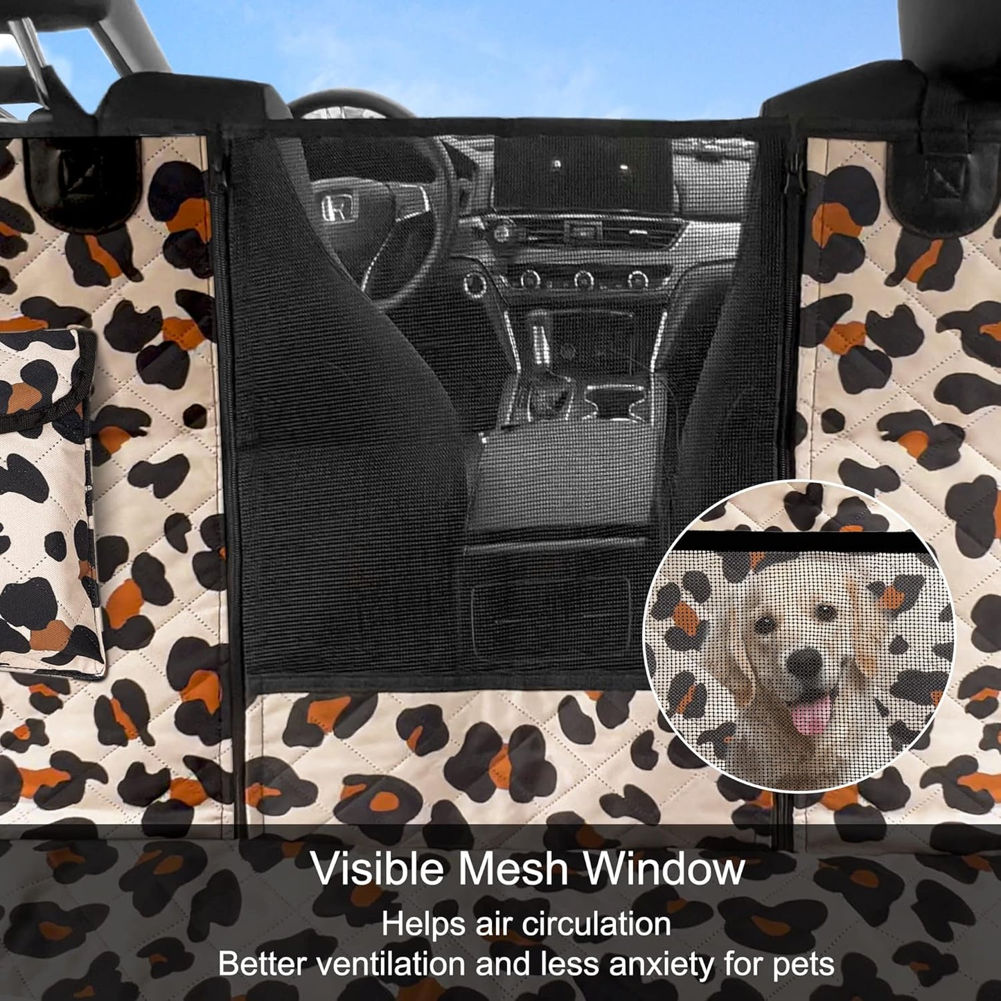 Dog Car Seat Cover, Waterproof Nonslip Pet Seat Cover for Back Seat with Storage Pockets Mesh Visual Window, Heavy Duty Scratchproof Pet Dog Seat Cover Hammock for Cars Trucks and Suvs