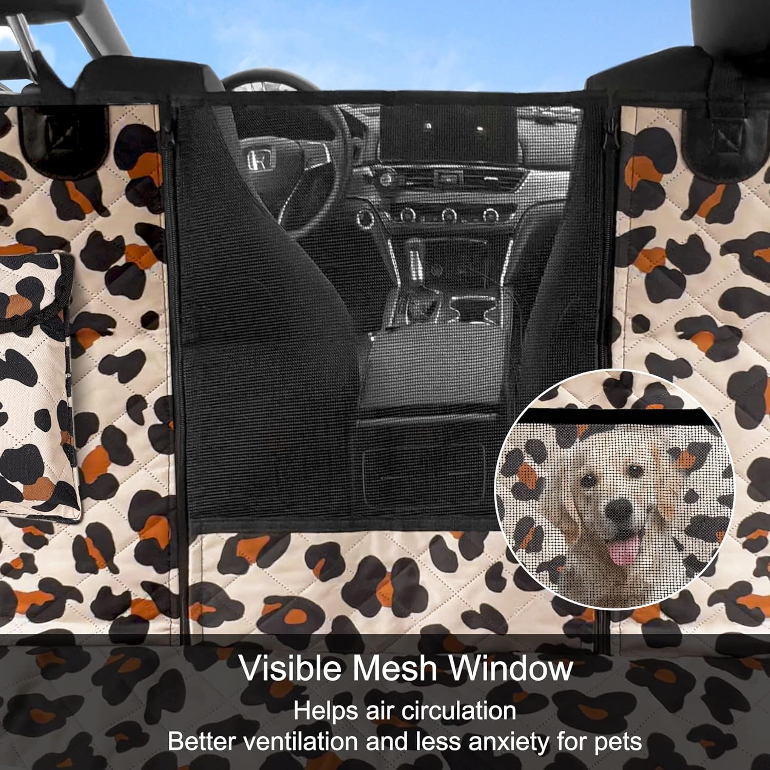 Dog Car Seat Cover, Waterproof Nonslip Pet Seat Cover for Back Seat with Storage Pockets Mesh Visual Window, Heavy Duty Scratchproof Pet Dog Seat Cover Hammock for Cars Trucks and Suvs