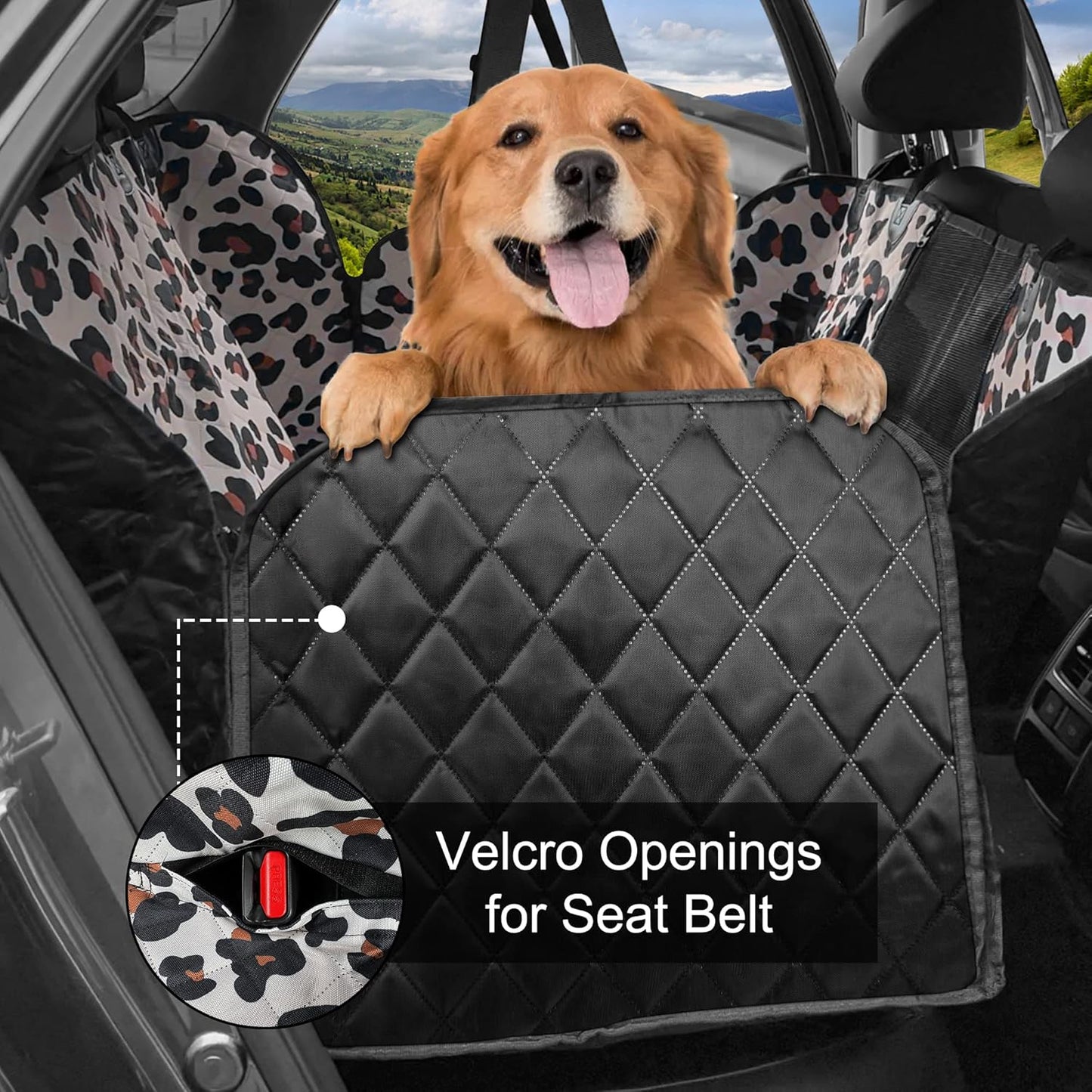 Dog Car Seat Cover, Waterproof Nonslip Pet Seat Cover for Back Seat with Storage Pockets Mesh Visual Window, Heavy Duty Scratchproof Pet Dog Seat Cover Hammock for Cars Trucks and Suvs