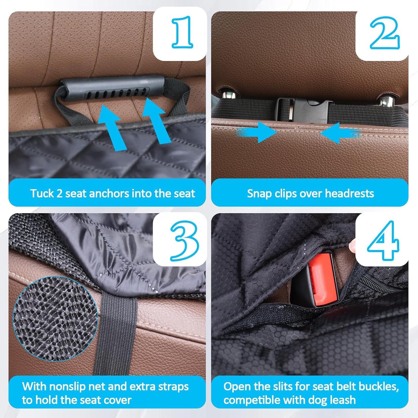 Dog Car Seat Cover for Back Seat Pet Cover for Dogs Waterproof Car Seat Protector Bench Seat Cover, Scratchproof Nonslip Durable Car Seat Covers for Suv,Truck &Cars (Standard Size:52W*48L)