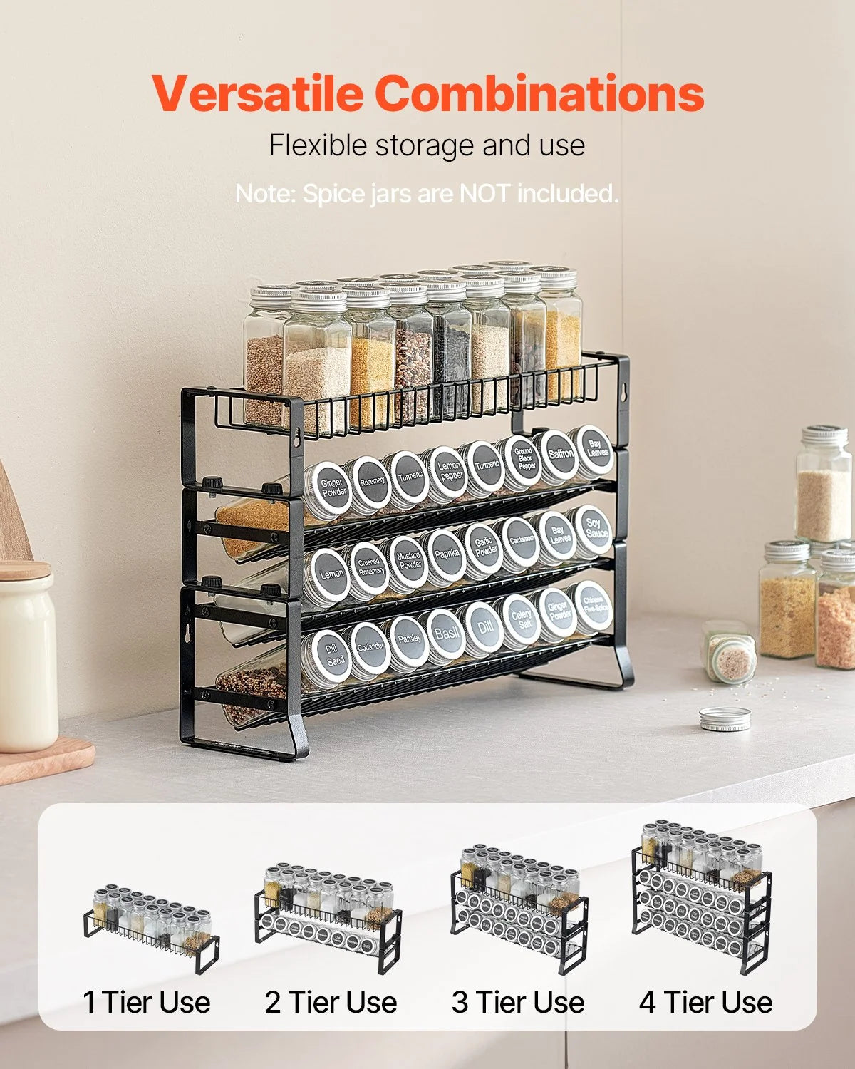Spice Rack Organizer for Cabinet Kitchen Countertop Seasoning Organizer 18X11 In