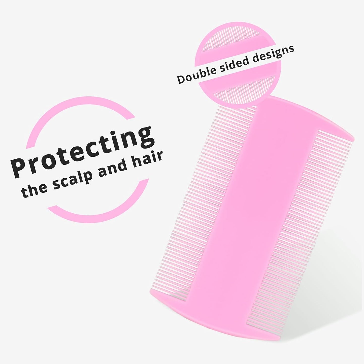 Flea Comb for Dogs and Cats - Lice Comb with Rubber Handle - Promotes Hair Growth and Removes Loose Hair, Knots, and Flakes Flea Brush for Pets(3P,Pink)