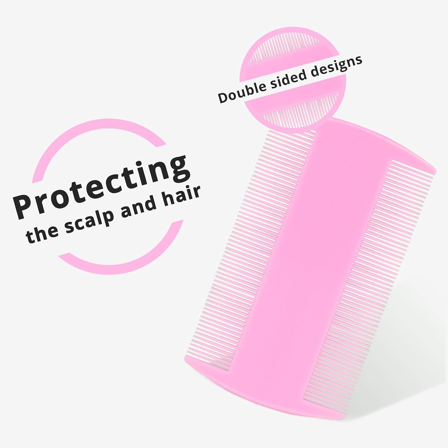 Flea Comb for Dogs and Cats - Lice Comb with Rubber Handle - Promotes Hair Growth and Removes Loose Hair, Knots, and Flakes Flea Brush for Pets(3P,Pink)