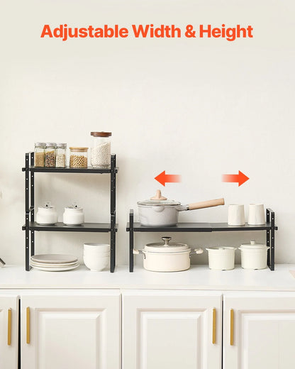 2 Tier Cabinet Organizer Shelf Counter Shelves Steel Kitchen Storage Spice Rack