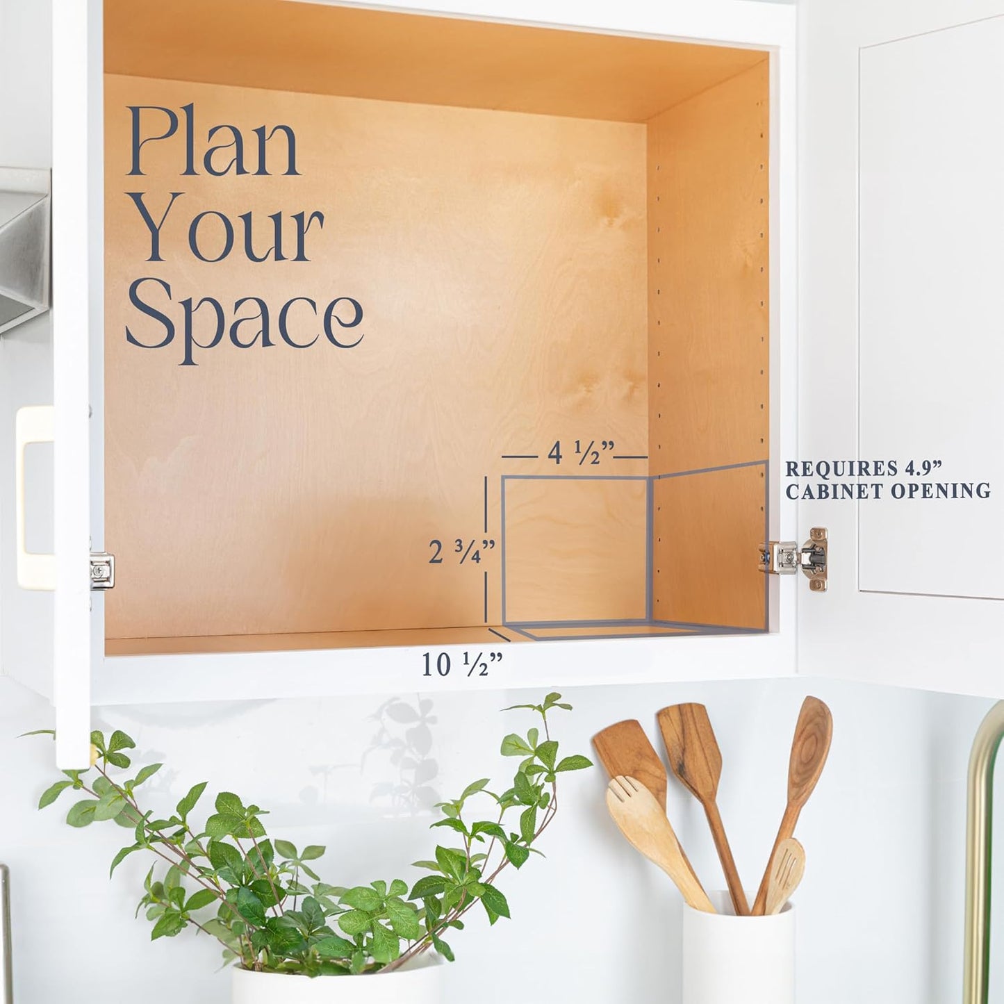 Pull Out Cabinet Organizer for Spices, Cans 4-1/2"W X 10-1/2"D X 2-3/4”H | Heavy Duty with Lifetime Limited Warranty, Pull Out Spice Rack, Cabinet Pull Out Shelf for Cans, Dishes, Etc, Easy to Reach