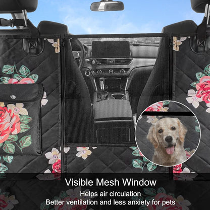 Dog Car Seat Cover, Waterproof Nonslip Pet Seat Cover for Back Seat with Storage Pockets Mesh Visual Window, Heavy Duty Scratchproof Pet Dog Seat Cover Hammock for Cars Trucks and Suvs