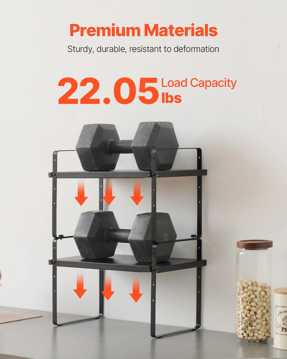 2 Tier Cabinet Organizer Shelf Counter Shelves Steel Kitchen Storage Spice Rack