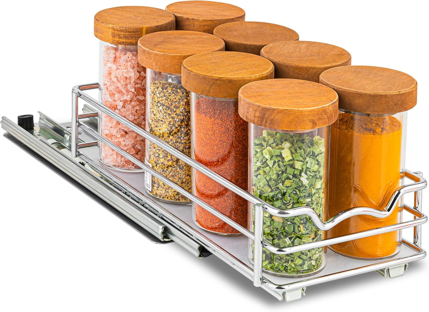 Pull Out Cabinet Organizer for Spices, Cans 4-1/2"W X 10-1/2"D X 2-3/4”H | Heavy Duty with Lifetime Limited Warranty, Pull Out Spice Rack, Cabinet Pull Out Shelf for Cans, Dishes, Etc, Easy to Reach